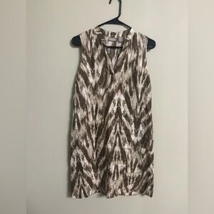 Chico’s 100% Linen Shift Dress Womens Size 0 /4 Small Sleeveless Brown Vacation